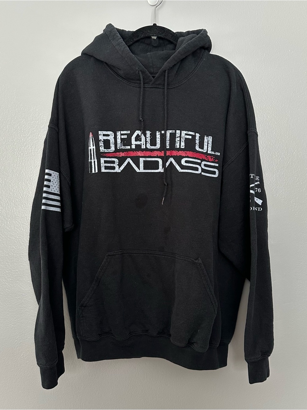 Grunt Style Beautiful Badass Black Graphic Hoodie size XL men’s